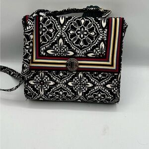 Vera Bradley Black and White Crossbody Bag with Multicolor Accents